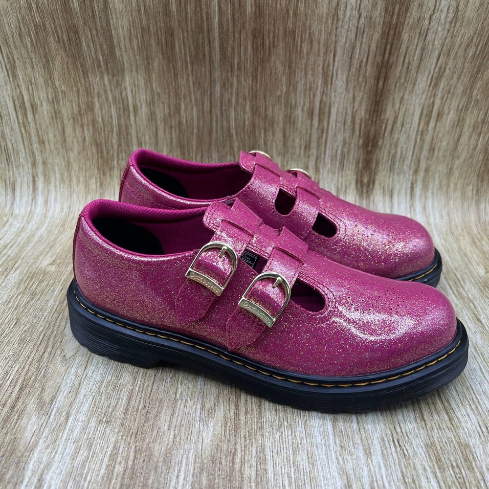 Dr. Martens 8065 Mary‎ Jane Women's Size 7 Pink Glitter Double Strap Shoes NEW